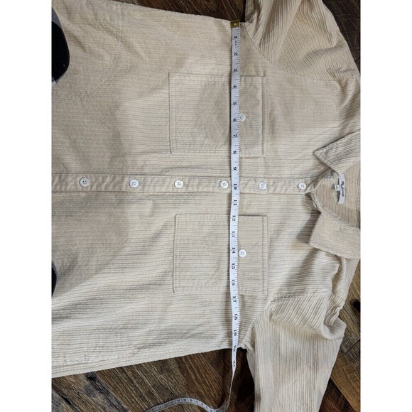 Madewell Women Medium Corduroy Long Sleeve Mini Shirt Dress Beige Preppy - Picture 6 of 9